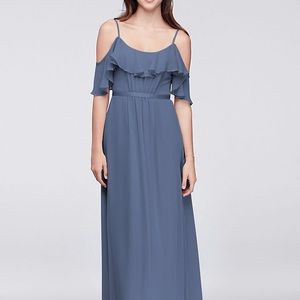 David’s Bridal Steel Blue Chiffon